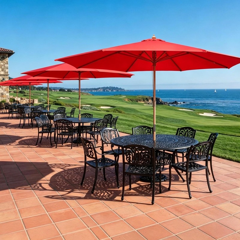 13' German Beech Wood Umbrella Patio Outdoor Garden Cafe Beach Pool Yard Red