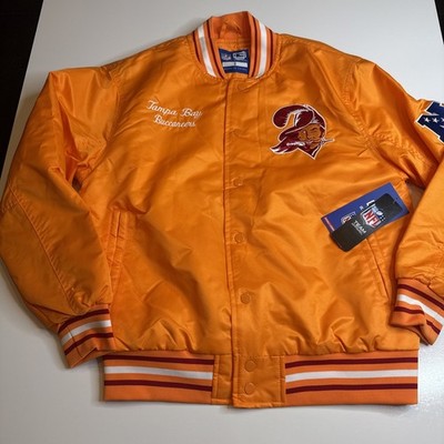 NFL Tampa Bay Buccaneers Creamsicle Orange Satin Bomber Jacket Size S New Tags