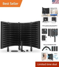 Studio Microphone Isolation Shield with Adjustable Panels - Perfect for Travel
