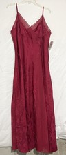 NWT VINTAGE Valerie Stevens Intimates 100 Silk RED Long Nightgown Lingerie XL