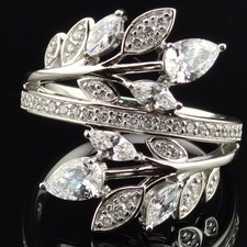 925 Silber Ring Rhodiniert mit Zirkonia Größe: ca. 60 (19,1 mm Ø)