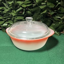 Vintage Glasbake Orange Ombre 1.5 QT Round Ca...