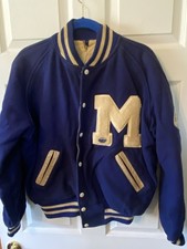 Vintage 1958 Blue Wool Varsity football Letterman Jacket. Reversible