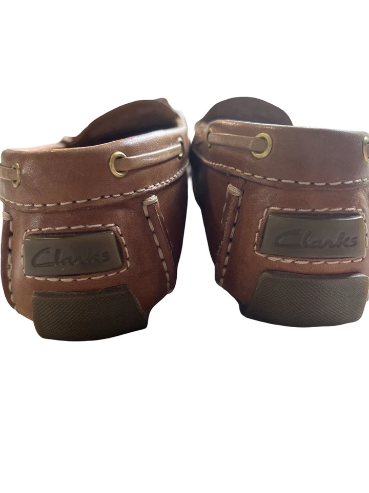 Mocasines de cuero para conducir Clarks artesanales Dunbar Racing para mujer, 6 W, camel Foto 3 de 4