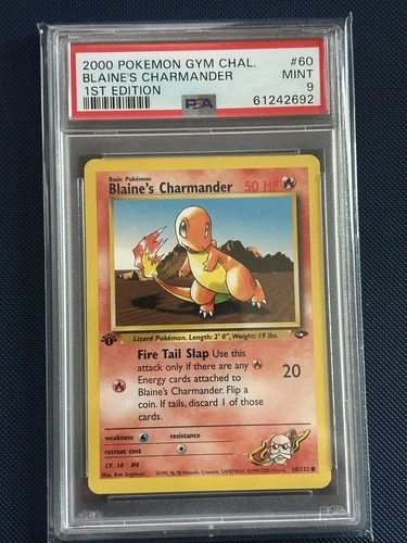 2000 POKEMON GYM CHALLENGE 1ST ED #60 BLAINE'S CHARMANDER PSA 9