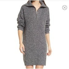 Madewell Long Sleeve Half Zip Wool Blend Sweater Dress Size L