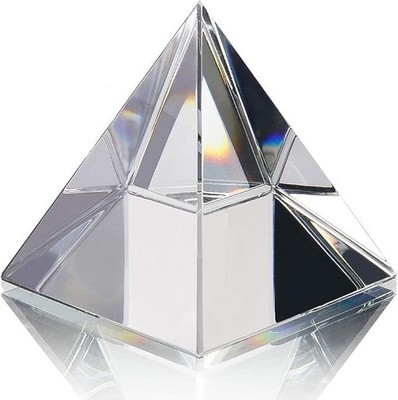 Crystal Pyramid Figurine Transparent Color Prism Glass Paperweight 60mm 2.4in