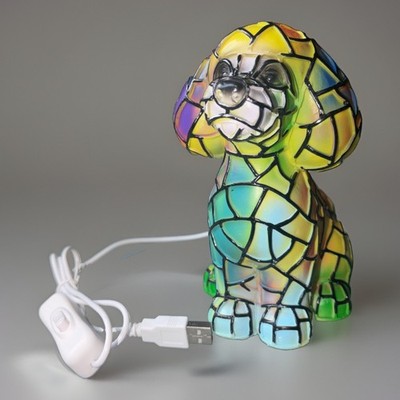 6  Tiffany Style Poodle LED Night Light/Lamp - Open Box   Tested.