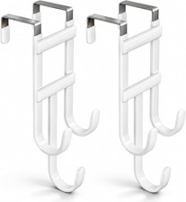 Over the Door Hooks, 2 Pack Heavy Duty Triple Hooks Fits Doors 1.6"