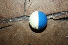 VINTAGE BLUE AND WHITE PING GOLF BALL WITH GOLF LETTERING