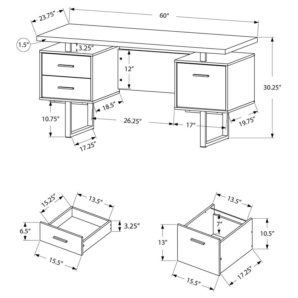 Hogar Oficina Computadora Escritorio Ejecutivo Muebles Cajón Decoración Diseño Flotante Foto 2 de 4