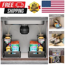 Under Sink Organizers and Storage 2 Tier Slide Out Kitchen Cabinet Organizer ...