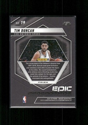 2024-25 Panini Mosaic Prizm Epic Performers Tim Duncan #19 Spurs