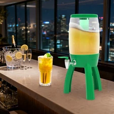 Beer Dispenser w/ Ice Tube and Spigot Drink Dispenser w/ LED Light for Bar/Party