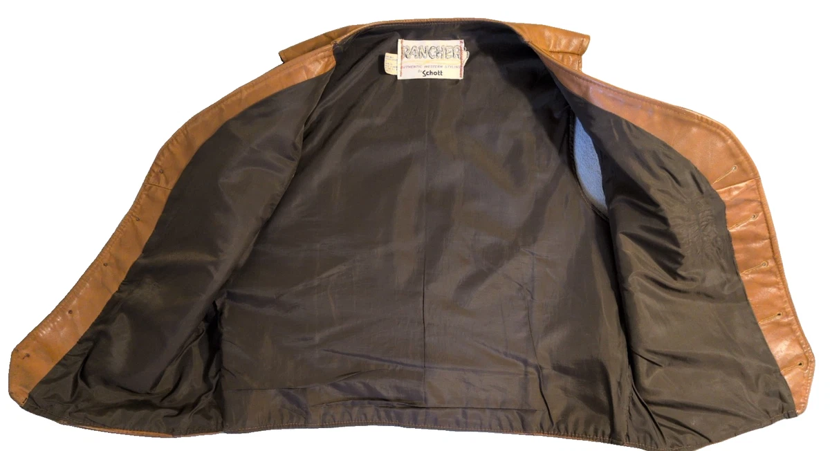 Chaleco Yugo De Colección Rancher Cuero Schott XL EE. UU. Envejecido Corte Vaquero MC Motocicleta