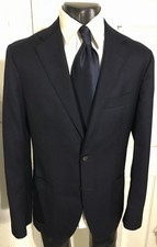 SUITSUPPLY HAVANA SIZE 42L NAVY 2 BUTTON SLIM FIT WOOL SPORTCOAT