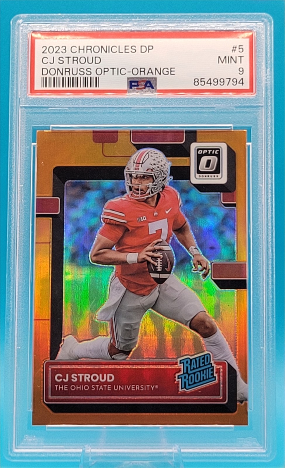 2023 Panini Chronicles DP Donruss Optic Orange Rated Rookies CJ Stroud #5 PSA 9