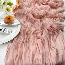  Pack Dusty Cheesecloth Table Runner 10ft Super Soft Boho Wrinkled Gauze 6 Pink