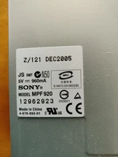 Sony MPF920, 1.44MB 3.5 Internal Floppy Disk Drive Black Bezel