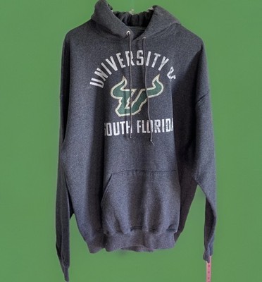 USF Bulls Logo Pullover Sweatshirt Hoodie L Grey NCAA Kangaroo Pockets