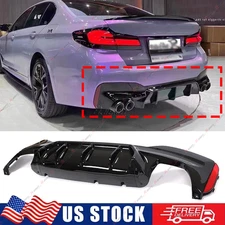 For 17-23 BMW G30 5 Series M Competition Style Gloss Black Rear Bumper Diffuser