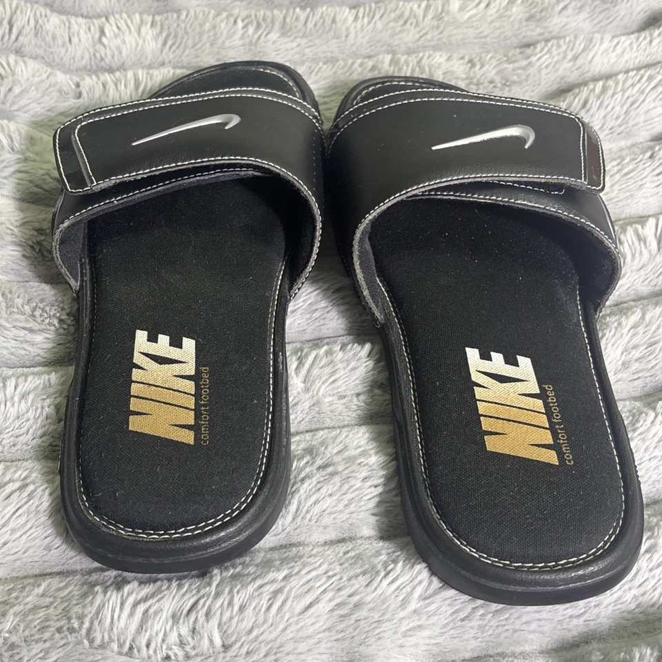 Sandalias Nike Comfort Slide 2 para hombre 11 negras plateadas deslizables espuma viscoelástica 415205-002 Foto 4 de 4