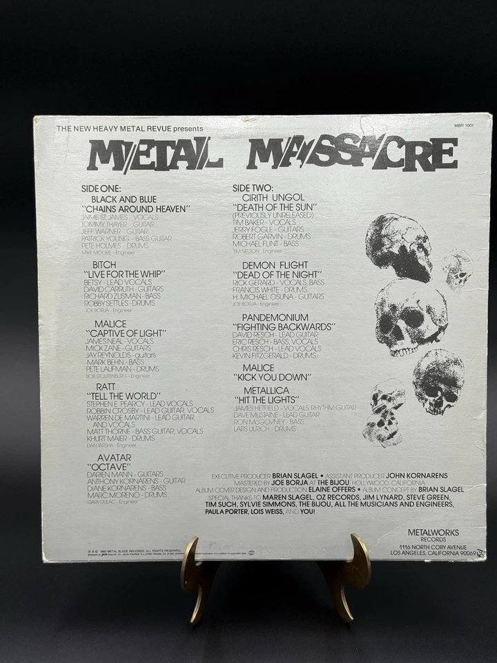 Metal Massacre I LP 1982/1984 Metal Blade MBR 1001 METALLICA Hit the Lights EX - Image 2 of 4