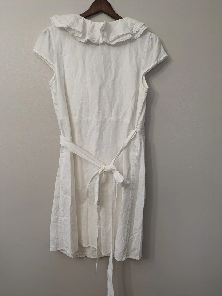 Vestido envolvente de lino blanco Calypso St. Barth Target playa costa tropical resort M Foto 4 de 4