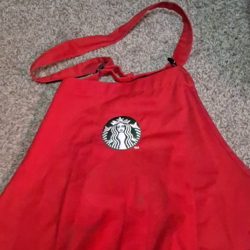 Starbucks Red Apron with Logo, Solid Pattern, Unisex Adult Workwear
