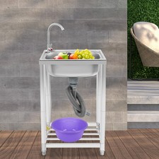 Kitchen Sink with 360  Adjustable Faucet, Stainless Steel Sink, Single Bowl Sink