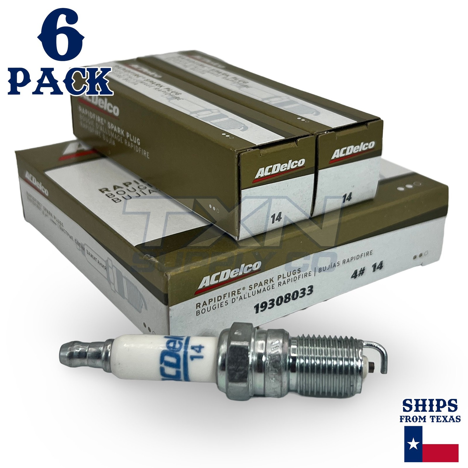 6 Pack GM ACDelco #14 RAPIDFIRE Platinum Spark Plugs 19308033