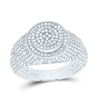 925 Sterlingsilber Echtem Diamant GewöLbter Cluster Gestuft Halo Cocktail Ring