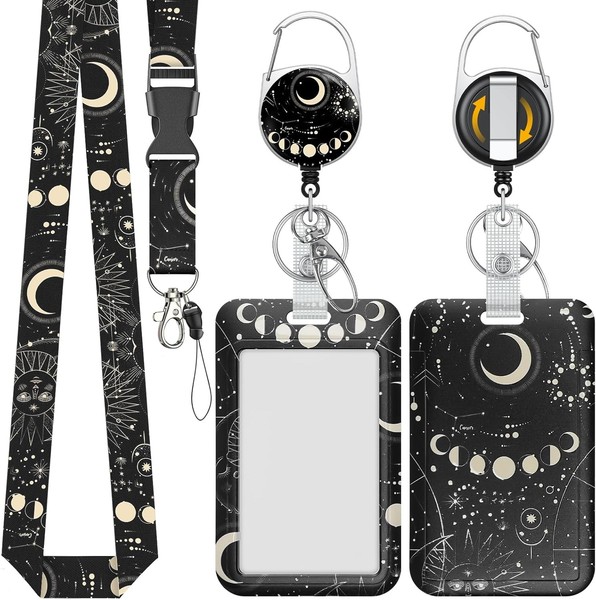 Ausweishalter Mond & Planeten Mit Einziehbarem Karabinerhaken Und Lanyard FüR-image