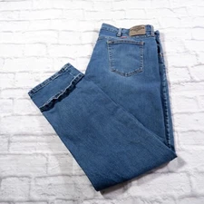 Wrangler Premium Medium Wash Striaght Denim Mens Blue Jeans 42x30