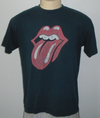 Vintage Rolling Stones Tongue and Lips Logo Anvil Black Rock T