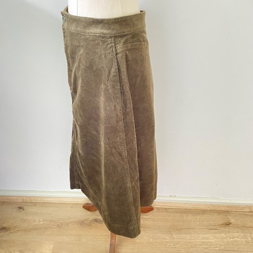 Uniqlo Skirt Size Small 28 inch Waist Corduroy Olive Green Midi A Line Pockets - Picture 3 of 16