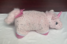 Pillow Pets Rare "Sparkly Pink Unicorn" Plush with Star Pattern  Bow 20''