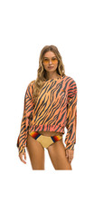 Aviator Nation Tiger Classic Relaxed Fit Sweatshirt Orange Women  s Size Large