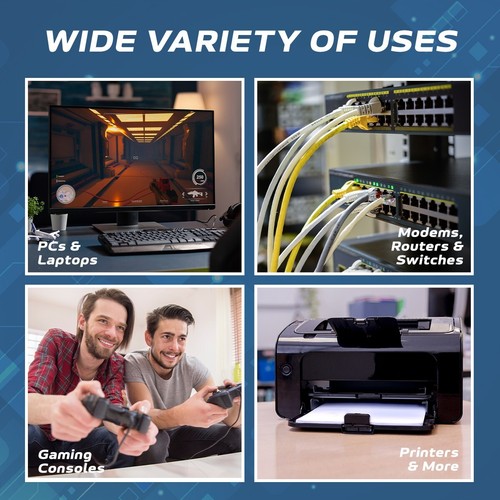 5ft Cat6 Ethernet Cable RJ45 UTP LAN Patch Cord Gaming Streaming Internet Black - 第 5/10 張圖片