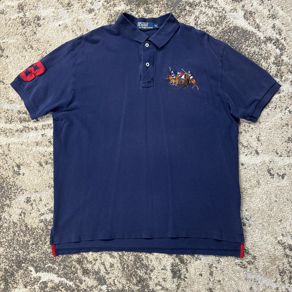 Vintage Ralph Lauren Shirt Polo Triple Pony Blue #3 Size XL | eBay