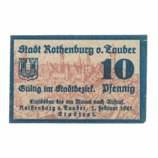 [#322707] Banknote, Germany, Rothenburg o.T. Stadt, 10 Pfennig, N.D, 1921, 1921-