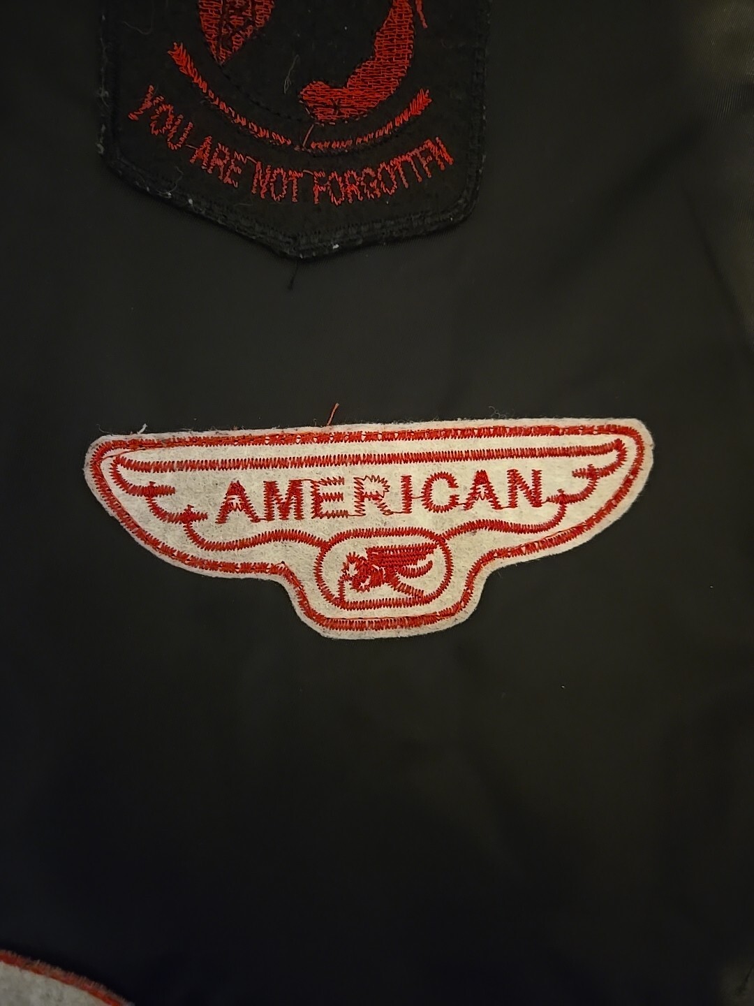 American Stitch Black Jacket L Patchwork Nylon Bo… - image 8