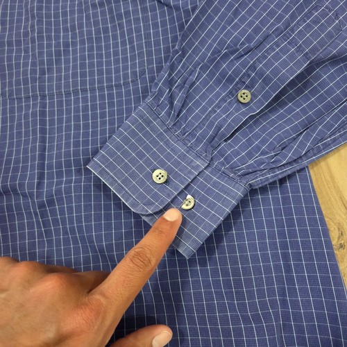 Brioni Sport Mens XL Shirt Button Up Long Sleeve Check Blue Dress - Picture 4 of 13