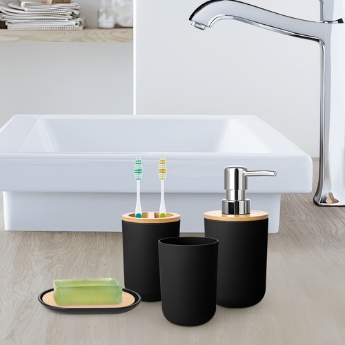 6pcs Bathroom Accessories Set Bin Soap Dispenser Toothbrush Tumbler Toilet Brush - Picture 3 of 14