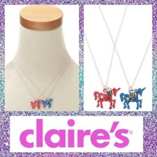 BNWT, Claire  s Best Friends Glitter Unicorn Pendant Necklaces. Set Of Two.