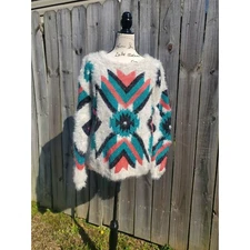 On Fire Women's Tribal/southwester/boho pattern fuzzy Sweater - Size XL