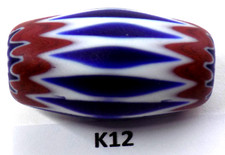 A1 Tapered Oval Antique Venetian Chevron Trade Bead African K12 Bg 72