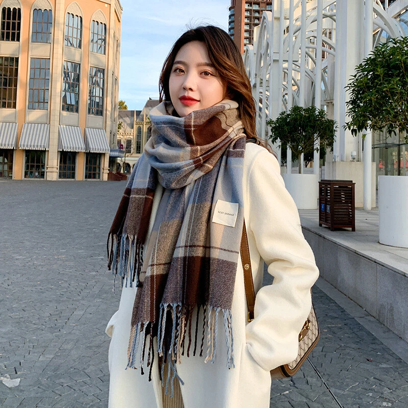 Womens Mens Fashion Scarves Long Shawl Winter Thick Warm Large Plaid Scarf