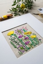 DIY Meadow Flower Embroidery Kit, Stamped Irish Linen, Beginners, Intermediate