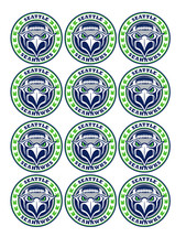 set of 12 Seattle Seahawks, edible paper, cupcake cookie toppers CHOOSE SIZE